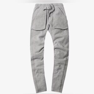 Kith Men’s Large Bennett Classics Cargo Sweat Pants Gray Drawstring Button Fly